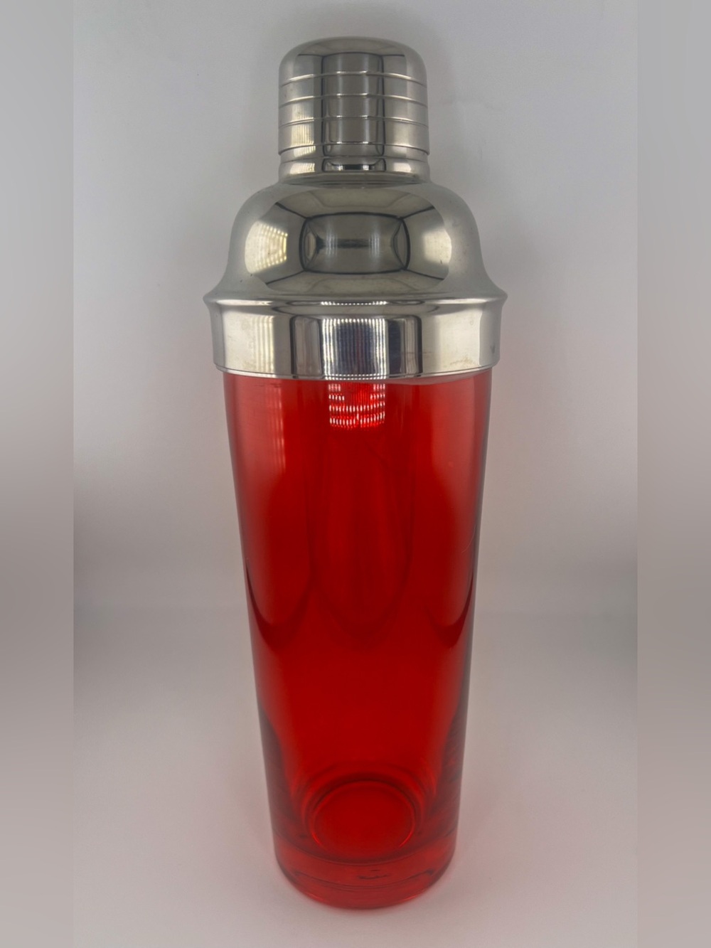 Rare Lenox Tuscany Vintage Red Cocktail Shaker with Stainless Steel Strainer Top